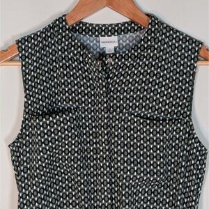 Merona Olive Green Geometric Print Sleeveless Elastic Waist Dress Small